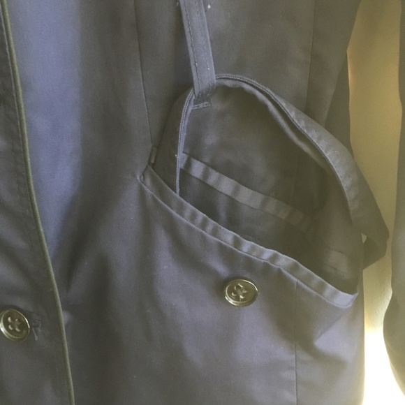 H&M Trench Coat in Navy Blue with Black Details sz 12 - Picture 3 of 8